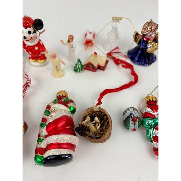 VTG Christmas Hand Blown Glass Ornaments Lot of 22 Holiday Santa Disney 1970s - Picture 7 of 16